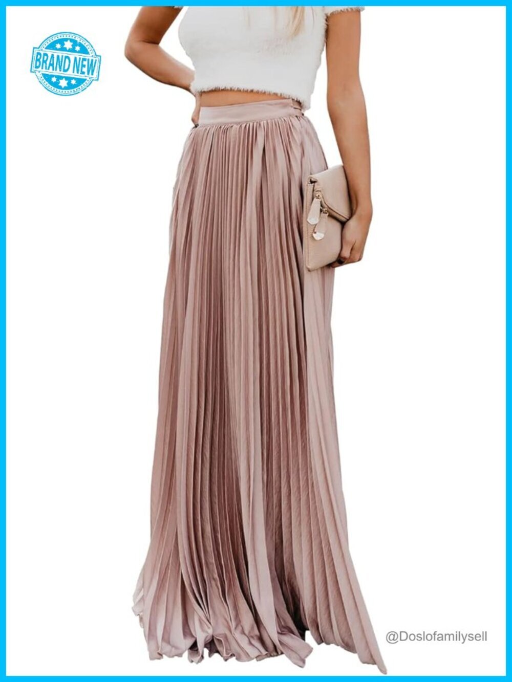 Women's High Waisted Pleated Chiffon Midi Skirt